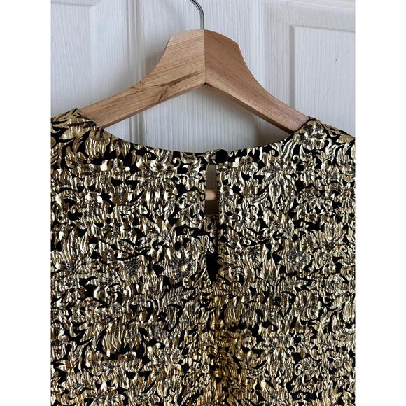 Vintage 90's Gold and Black Metallic Short Sleeve Blouse Size Large - Picture 7 of 7